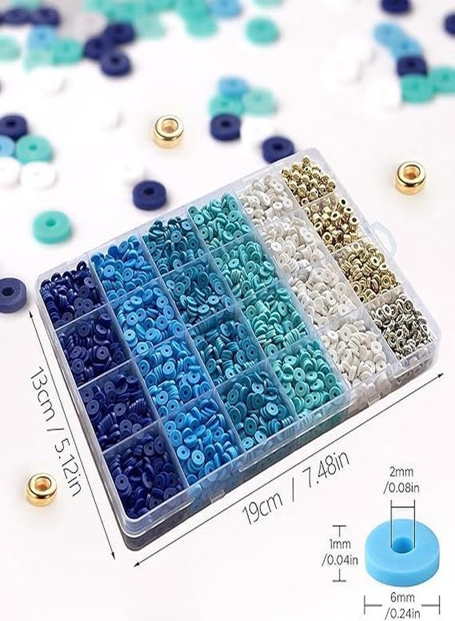 Nuvex Blue Clay Beads Bracelet Making Kit | Heishi Polymer Beads with Gold & Silver Spacers, Charms & Elastic Cord | DIY Jewelry Kit for Girls, Teens & Adults | Creative Crafts, Necklaces & Gifts - Image 2